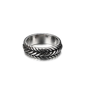 Personalized Fashion Punk Twist Chain Titanium Steel Ring