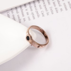 Special Design Lock Roman Numeral Black Shell Ring for Party Women