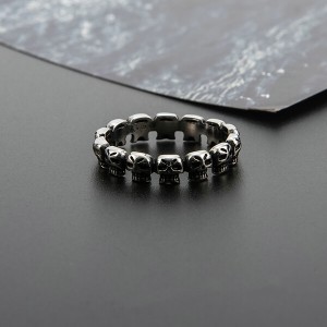 Punk Mini Skulls Around Band Stainless Steel Gothic Skull Biker Ring