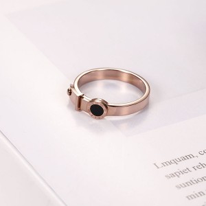 Special Design Lock Roman Numeral Black Shell Ring for Party Women