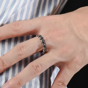 Punk Mini Skulls Around Band Stainless Steel Gothic Skull Biker Ring