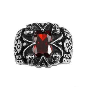 Vintage Style Jewelry Geometric Pattern Carved Stainless Steel Ring