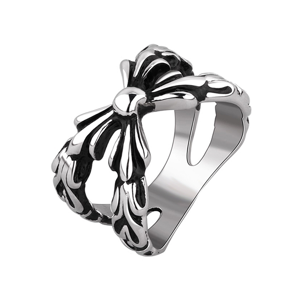 Best-Selling The Wedding Rings Stern - Geometric Pattern Bowknot Punk Ring Stainless Steel Jewelry – Ouyuan