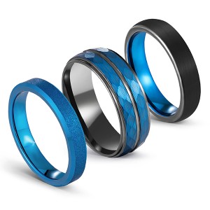 Factory Cheap Wedding Silver Rings - Blue Series Multi-Faceted Frosted Brushed Tungsten Steel Ring for Men – Ouyuan