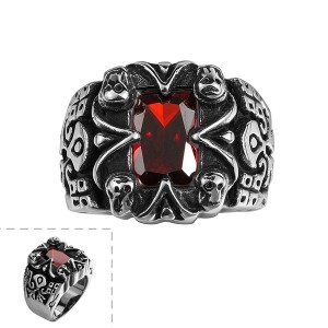 Vintage Style Jewelry Geometric Pattern Carved Stainless Steel Ring