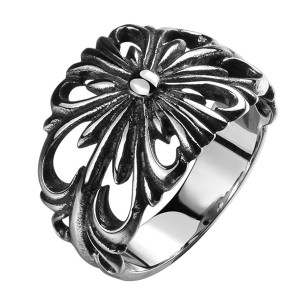 Retro Style Carved Pattern Geometric Personality Ring for Unisex