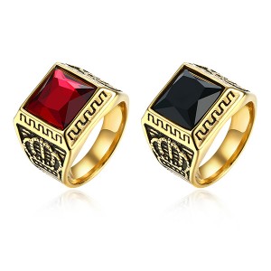 Hot Selling Wholesale Personality Crown Black Zircon Men’s Ring