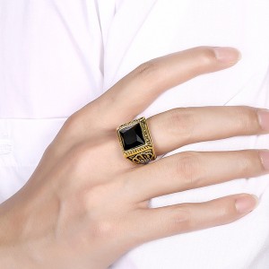 Hot Selling Wholesale Personality Crown Black Zircon Men’s Ring