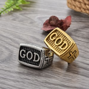 European and American Simple Personality Retro GOD Ring Stainless Steel Men’s Ring