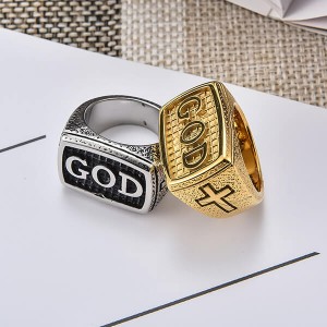 European and American Simple Personality Retro GOD Ring Stainless Steel Men’s Ring