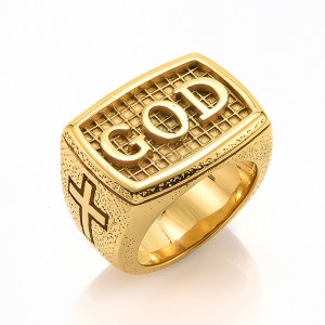 European and American Simple Personality Retro GOD Ring Stainless Steel Men’s Ring