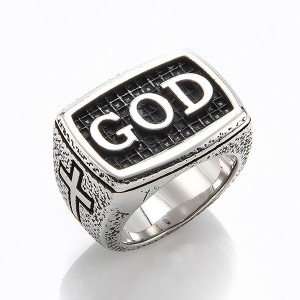 European and American Simple Personality Retro GOD Ring Stainless Steel Men’s Ring