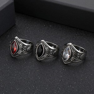 Vintage Titanium Stainless Steel Ruby Carved Men’s Ring for Sales