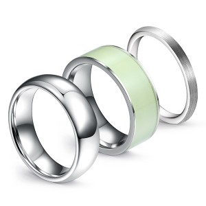 Classic Combination High Polished Luminous Brushed Tungsten Steel Ring