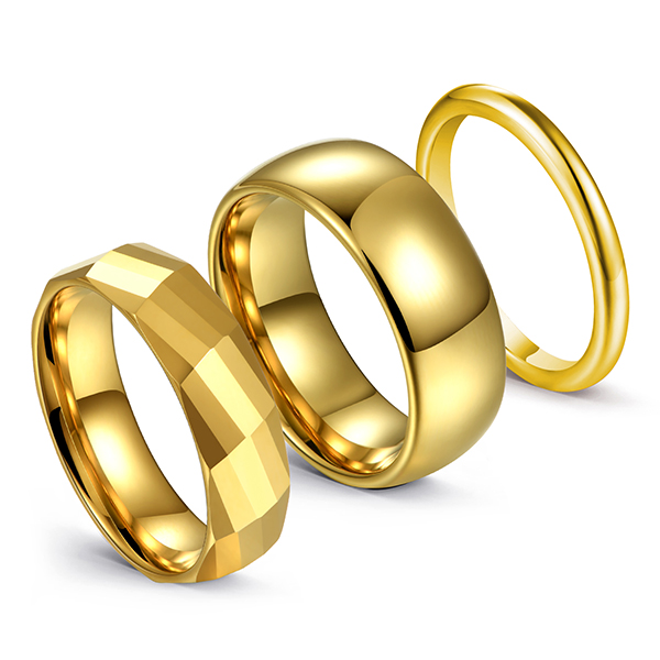 New Arrival China Red Tungsten Wedding Band - 18K Gold Combination High Polish Multi-faceted Plain Ring Tungsten Steel Unisex – Ouyuan detail pictures