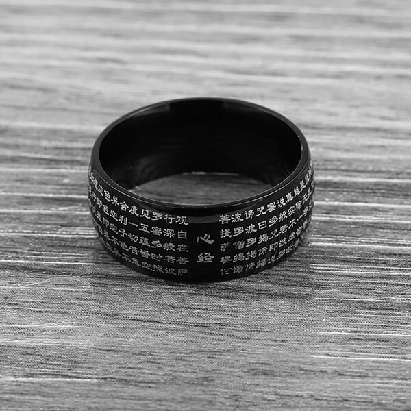 Chinese wholesale Brown Wedding Bands - Ethnic Style Retro Buddhist Fashion Simple Men’s Stainless Steel Rings – Ouyuan detail pictures
