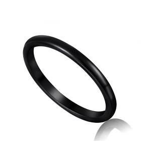Simple European and American Men’s Popular Full Arc Black Tungsten Steel Ring