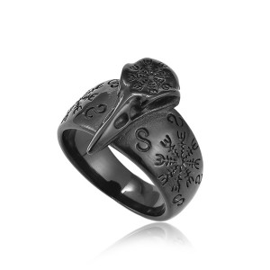 Rings Pirate Compass Norse Scandinavian Text Symbol Men Stainless Steel Vintage Jewelry