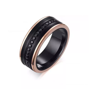 Luxury Shining Diamond Stone Bevel Edge Comfort Fit Men Wedding Tungsten Zircon Ring