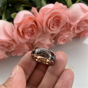 Nature 8mm Tungsten Carbide Ring Inlay with Arrow Wedding Rings Dome Edge