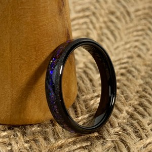 Wholesale price 2mm 4mm gold plated inlay galaxy opal tungsten ring for men