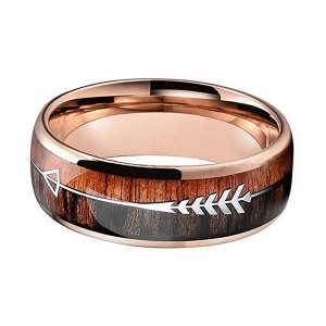 Nature 8mm Tungsten Carbide Ring Inlay with Arrow Wedding Rings Dome Edge