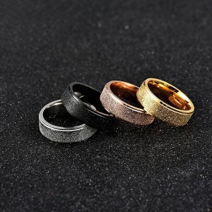 New Double Beveled Four-Color Frosted Stainless Steel Couple Ring