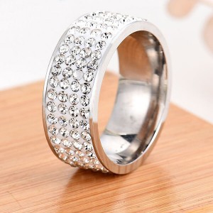 Shiny Full Diamond Ring Cubic Zirconia Rings CZ Diamond Multi Row Ring