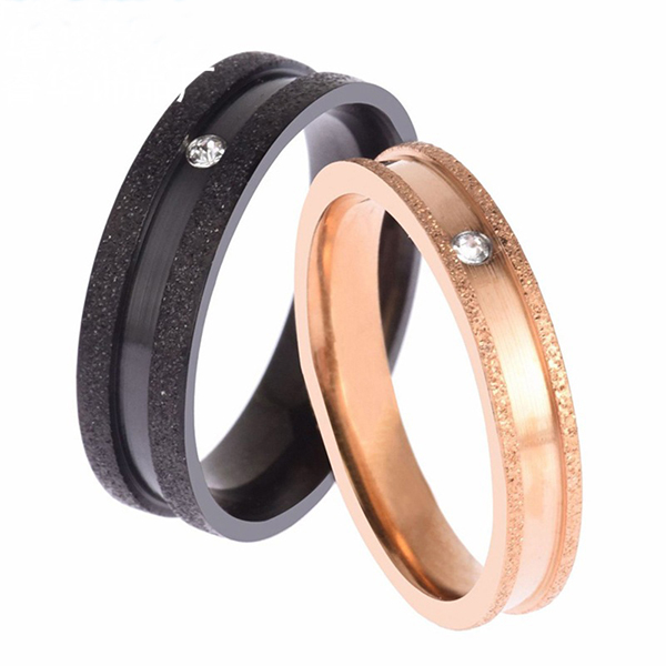 Hot sale Tungsten Ring Direct - Frosted Diamond High Polished Stainless Steel Ring for Couple – Ouyuan