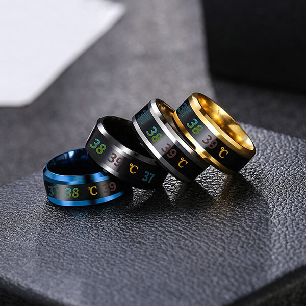 Trending Products Problems With Tungsten Rings - Intelligent Temperature Sensing Couple Ring Mood Temperature Display Ring – Ouyuan