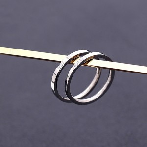 Hot Sell Stainless Steel Women’s Diamond Ring 2mm Jewelry Micro Inlaid Ring