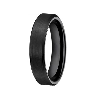 Simple Style All Black Brushed Outside and Polished Tungsten Steel Rings