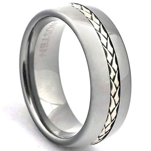 2022 925 Silver Inlay With Tungsten Gold Filled Wedding Ring Women Men European Style High Polish Dome Band