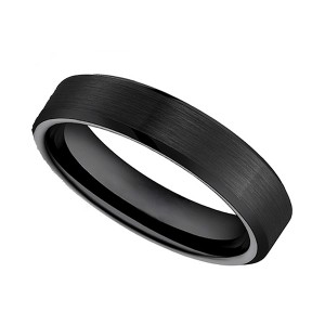 Simple Style All Black Brushed Outside and Polished Tungsten Steel Rings