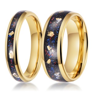 Trends 8mm New Mens Ip gold Plated Tungsten Ring wedding ring set for couples