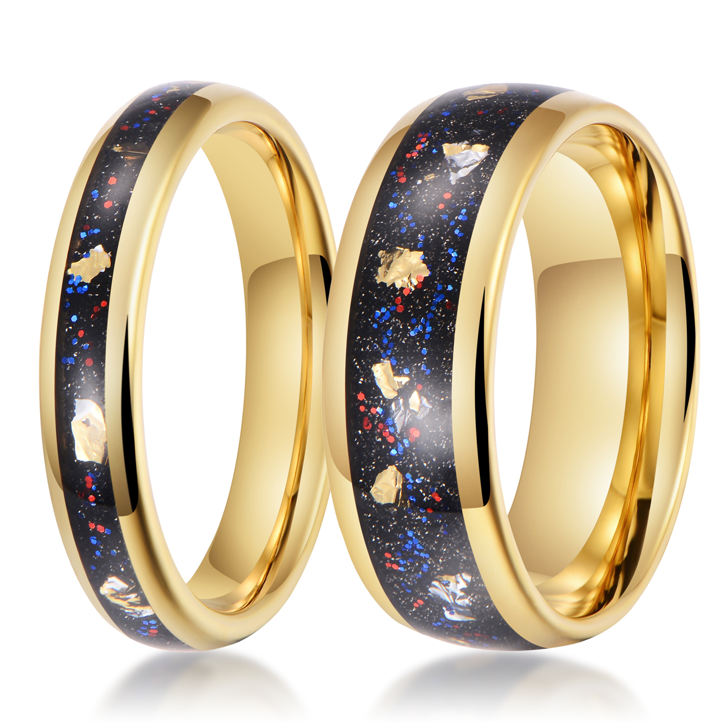 Trends 8mm New Mens Ip gold Plated Tungsten Ring wedding ring set for couples Featured Image