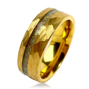 Fashion Jewelry Matt Surface Crushed Meteorite Tungsten Ring For Men