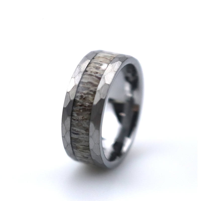 Special Price for Tungsten Carbide Ring 9 - Usa Hot Selling Custom Engraving Simple 8mm Faceted Edge Deer Antler Tungsten Ring – Ouyuan