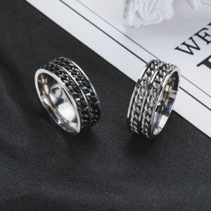 China wholesale Couple stainless steel engagement ring titanium Rotating Ring