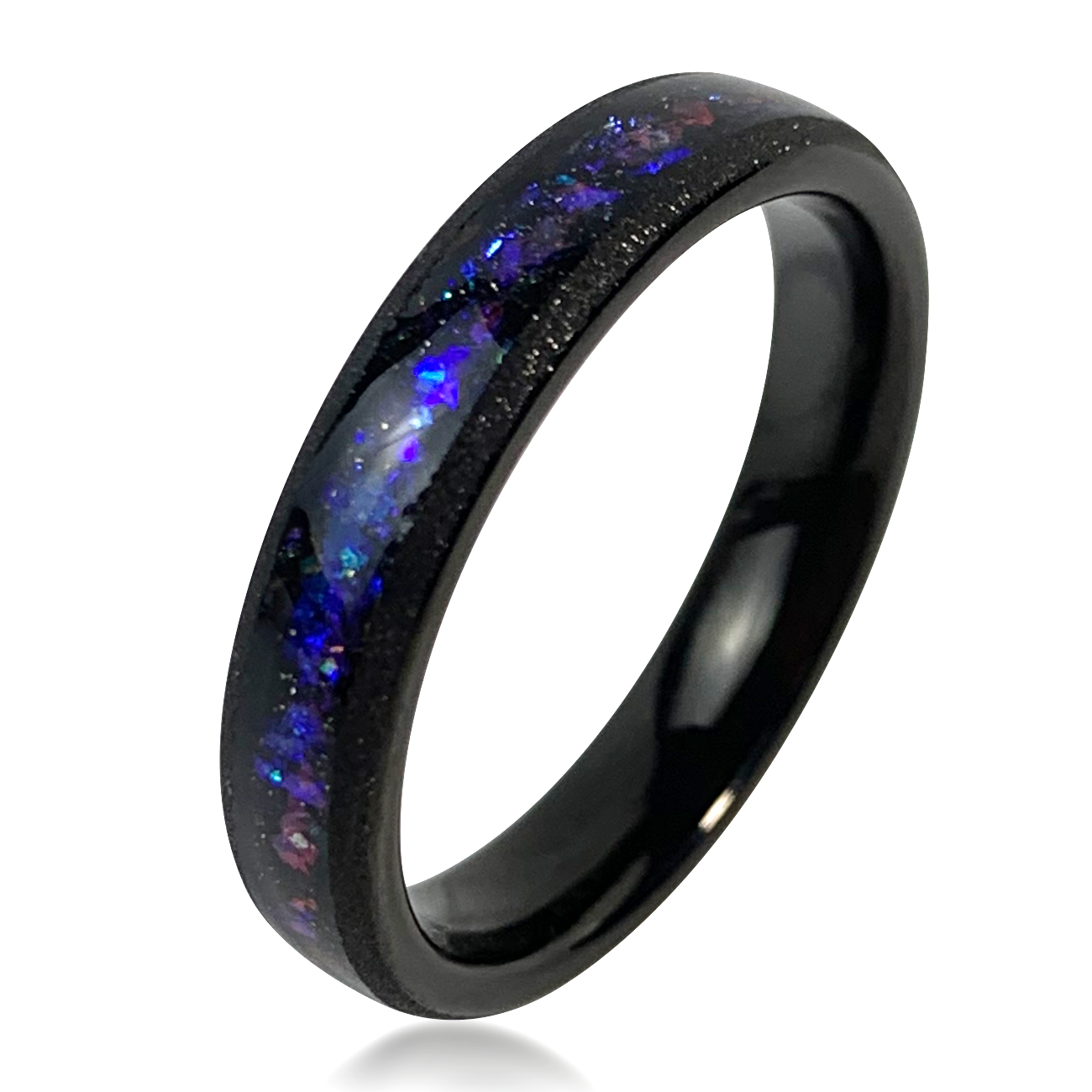 Wholesale price 2mm 4mm gold plated inlay galaxy opal tungsten ring for men Featured Image