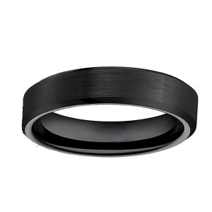 Simple Style All Black Brushed Outside and Polished Tungsten Steel Rings
