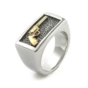 Fashion Stainless Steel Ring Men’s Ring with Gun Pattern