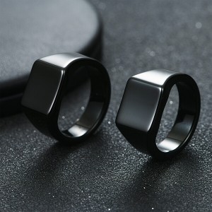 Men’s Tungsten Ring Retro Solid Glossy Square Black Large Tungsten Steel Rings