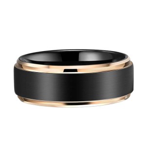 New Style Jewelry Matte Brushed Wedding Band Rose Gold Plated Beveled Edge Tungsten Wedding Ring For Men