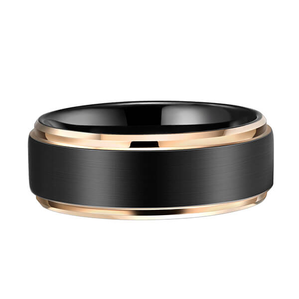 Factory Outlets Gold Dragon Tungsten Ring - New Style Jewelry Matte Brushed Wedding Band Rose Gold Plated Beveled Edge Tungsten Wedding Ring For Men – Ouyuan detail pictures