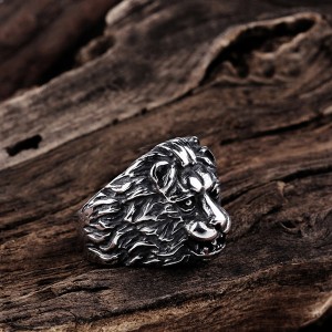 New Jewelry Punk Style Retro Personality Stainless Steel Lion Head Ring