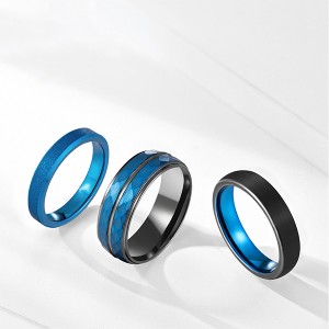 Blue Series Multi-Faceted Frosted Brushed Tungsten Steel Ring for Men