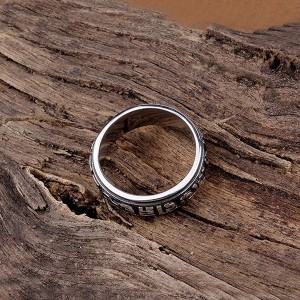 Egyptian Vintage Pattern 6mm Stainless Steel Ring Unisex