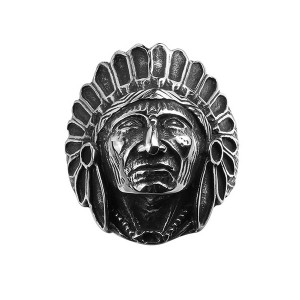 Vintage Jewelry Indian Head Stainless Steel Men’s Ring