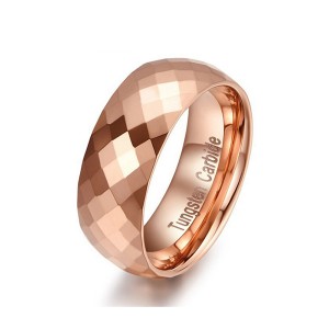 8mm Multi Faceted Tungsten Carbide Engagement Wedding Band Rose Gold Ring for Mens